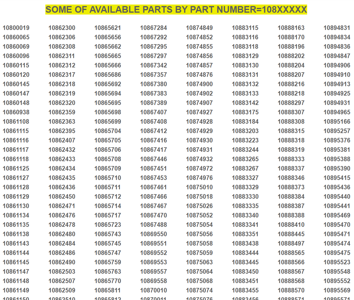 PART NUMBERS= 108XXXXX