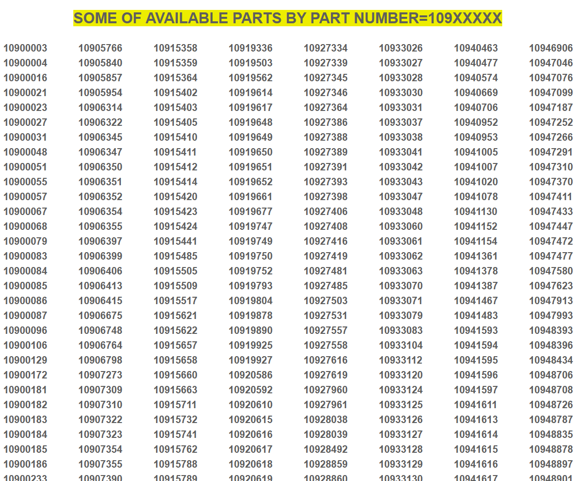 PART NUMBERS= 109XXXXX